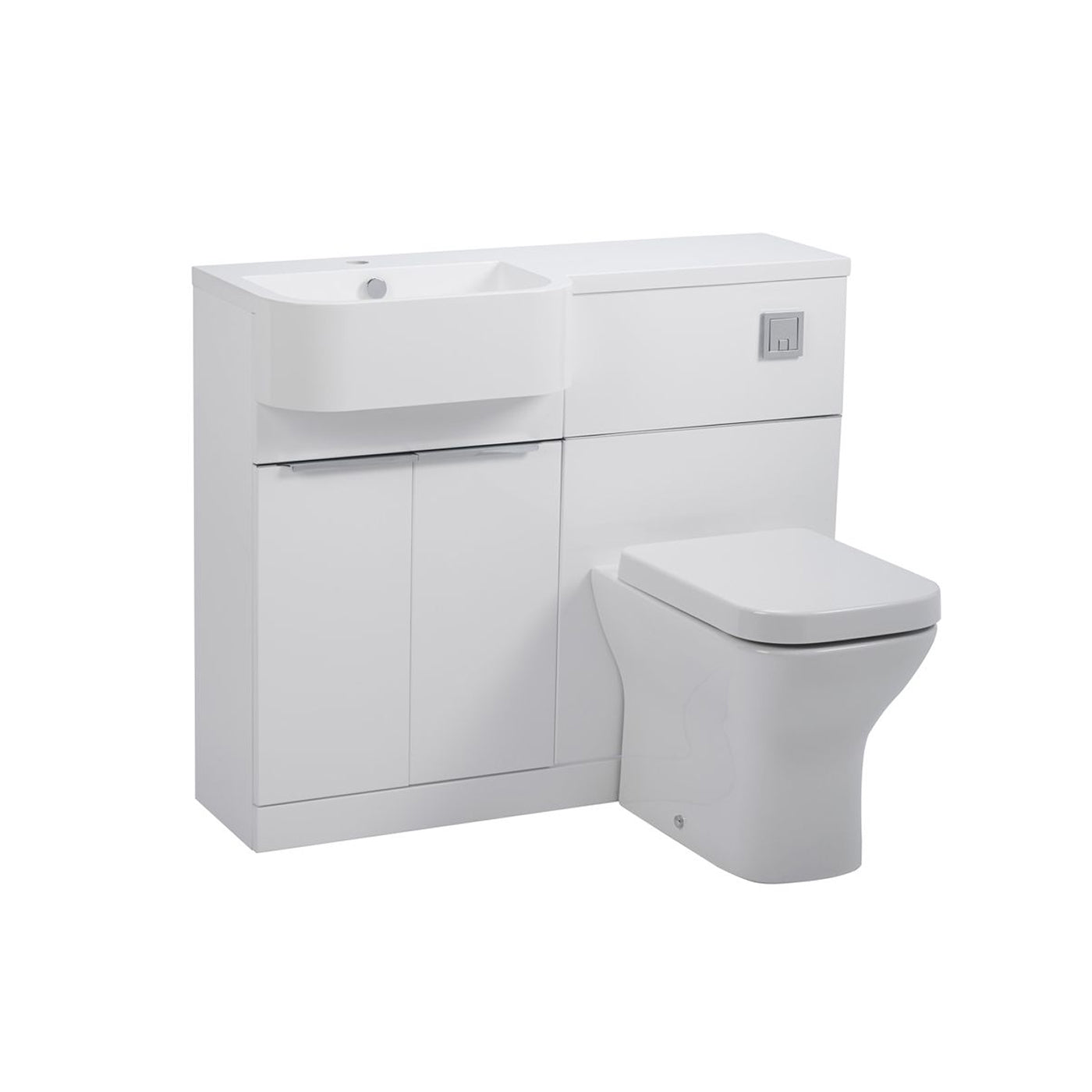 Carlo 1000 P Shape White Bathroom Vanity with WC Set - Basin Left