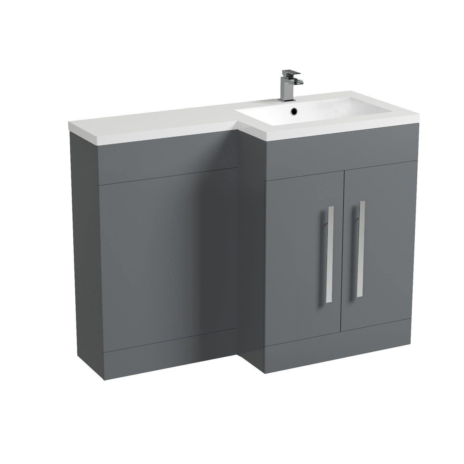 Aric 1100mm RH Freestanding MDF Basin Cabinet Flat Pack - Dark Grey