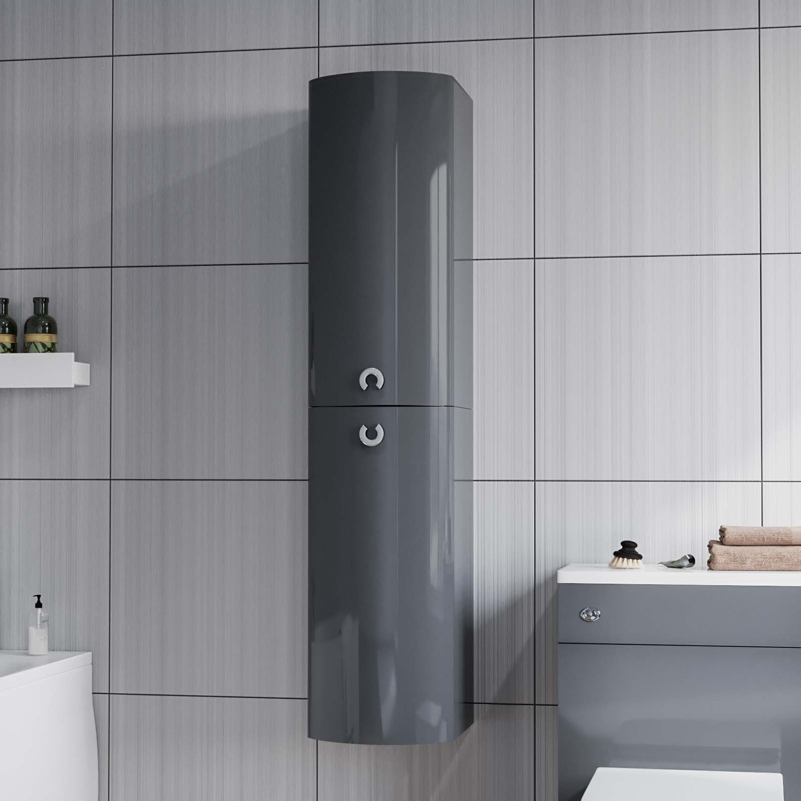 Dene 1100mm RH Grey Bathroom Vanity with WC, BTW Rimless Toilet & Wall Hung Cabinet