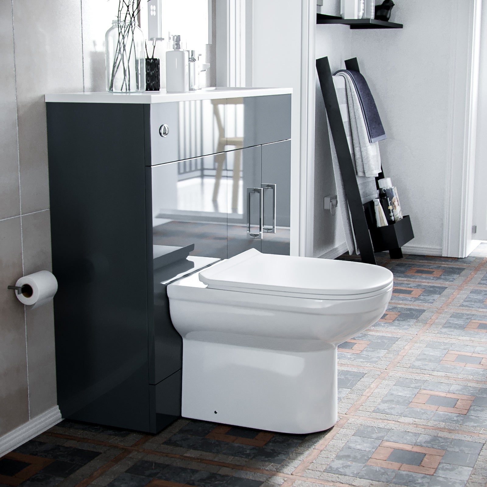 James 1000mm Slimline Floorstanding Grey Vanity Basin and BTW Combo Unit