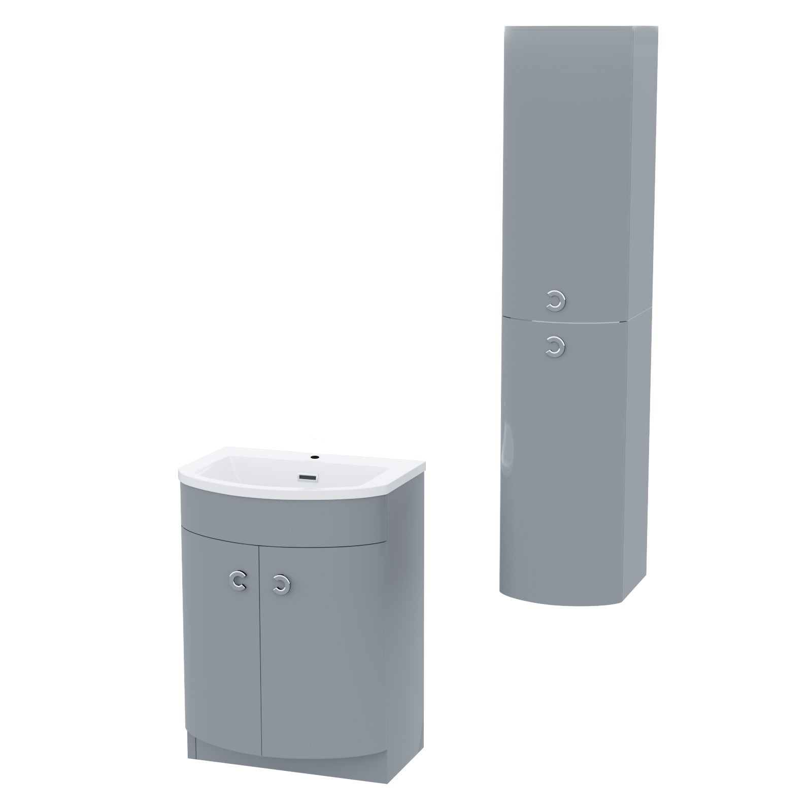 Dene 600mm Grey Vanity with Basin and Wall Hung Cabinet Flat Pack