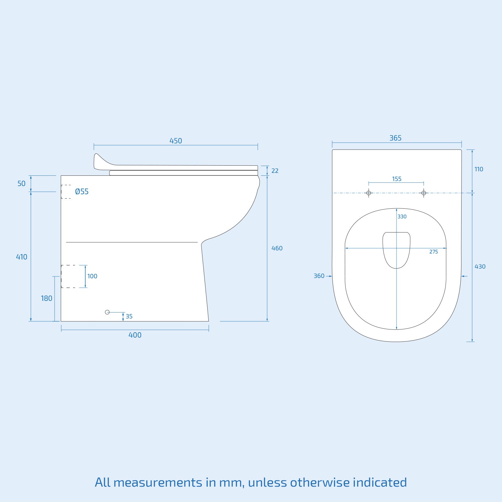 Nino High Gloss White Back To Wall Toilet Pan and Soft Close Toilet Seat