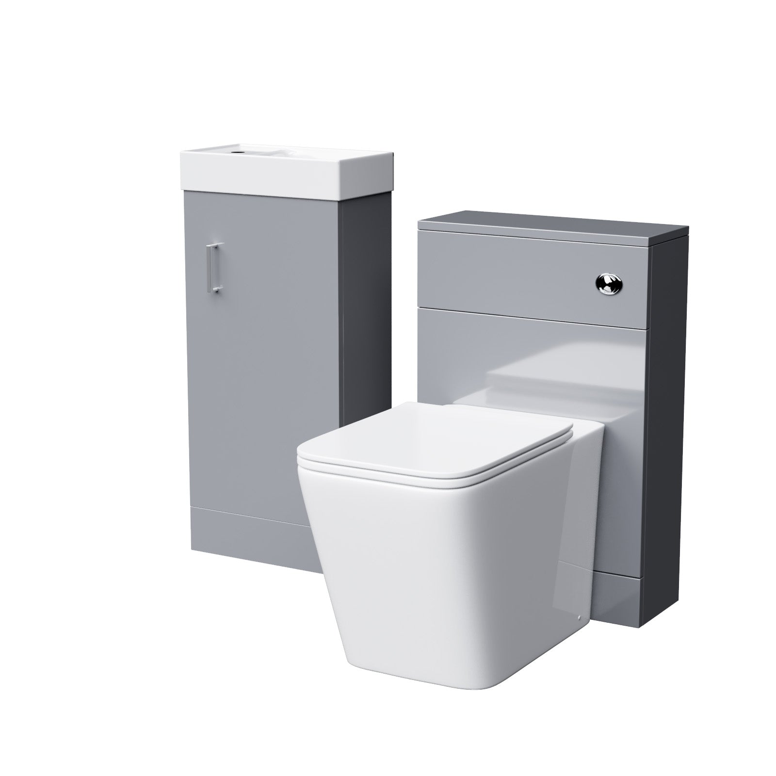 Nanuya 400mm LightGrey  Floorstanding Basin Vanity & Concealed Cistern WC Toilet