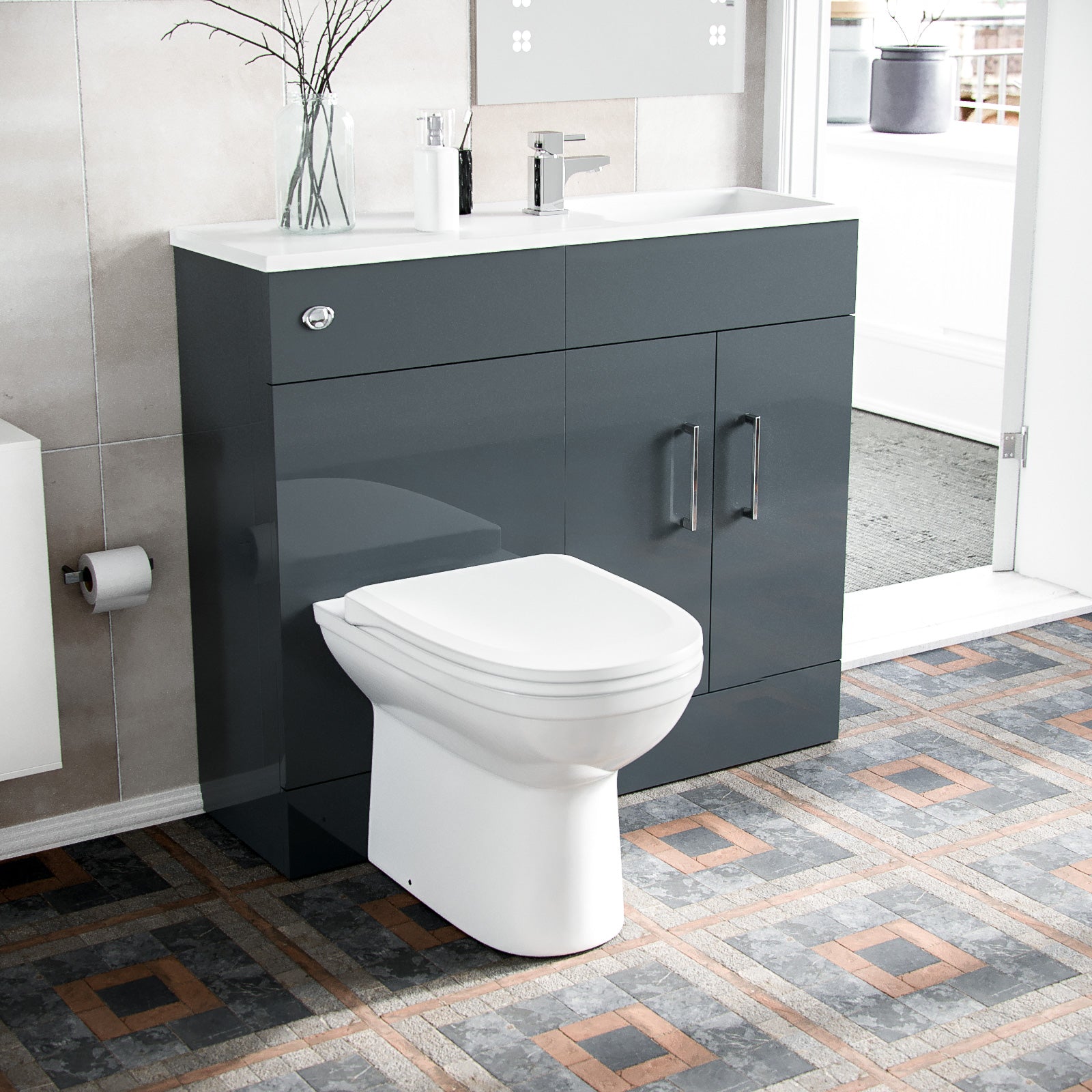 James 1000mm Slimline Floorstanding Vanity Basin and BTW Combo Unit Gr