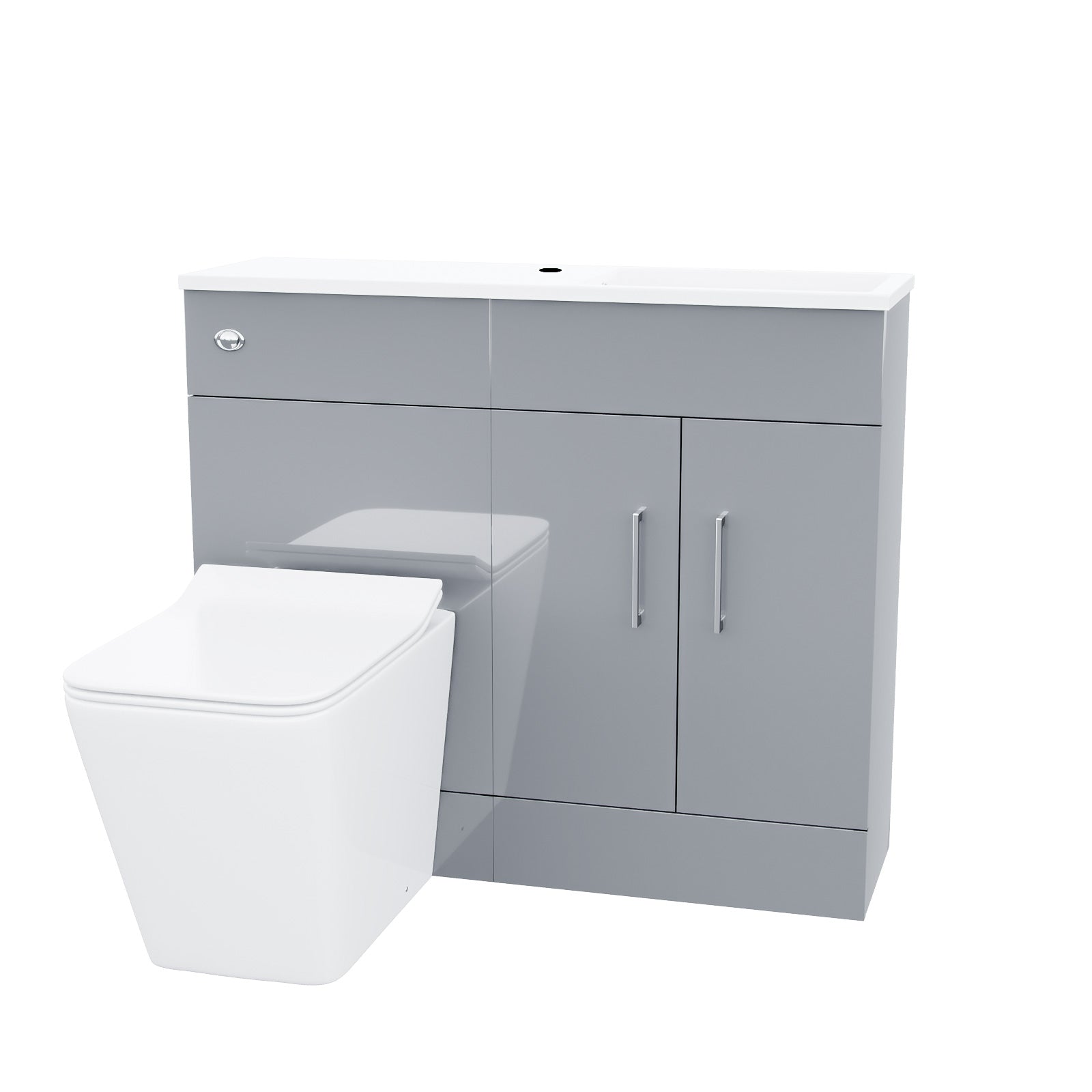 James 1000mm Slimline Vanity Basin and Square BTW Rimless Toilet Grey