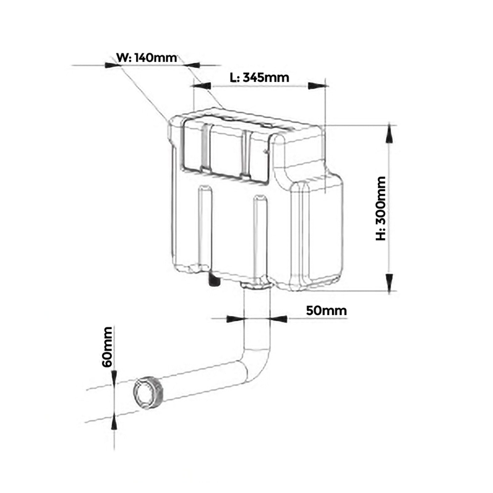 Universal Plastic Concealed Toilet Cistern With L Bend And Dual Flush Button