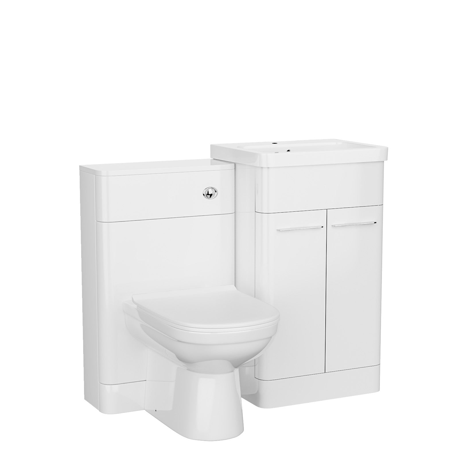 Lex 500mm White Flat Packed Vanity Unit, Basin, BTW Toilet, WC unit