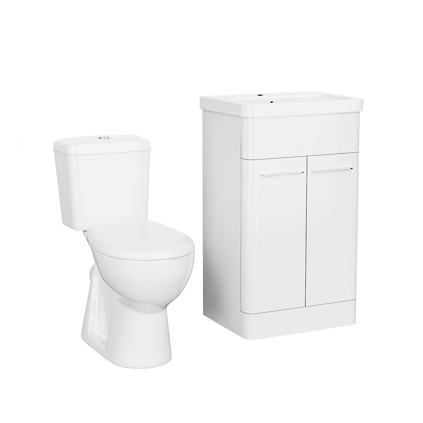 Lex 500mm Freestanding Modern Gloss White Flat Packed Vanity Unit with Close Coupled Toilet