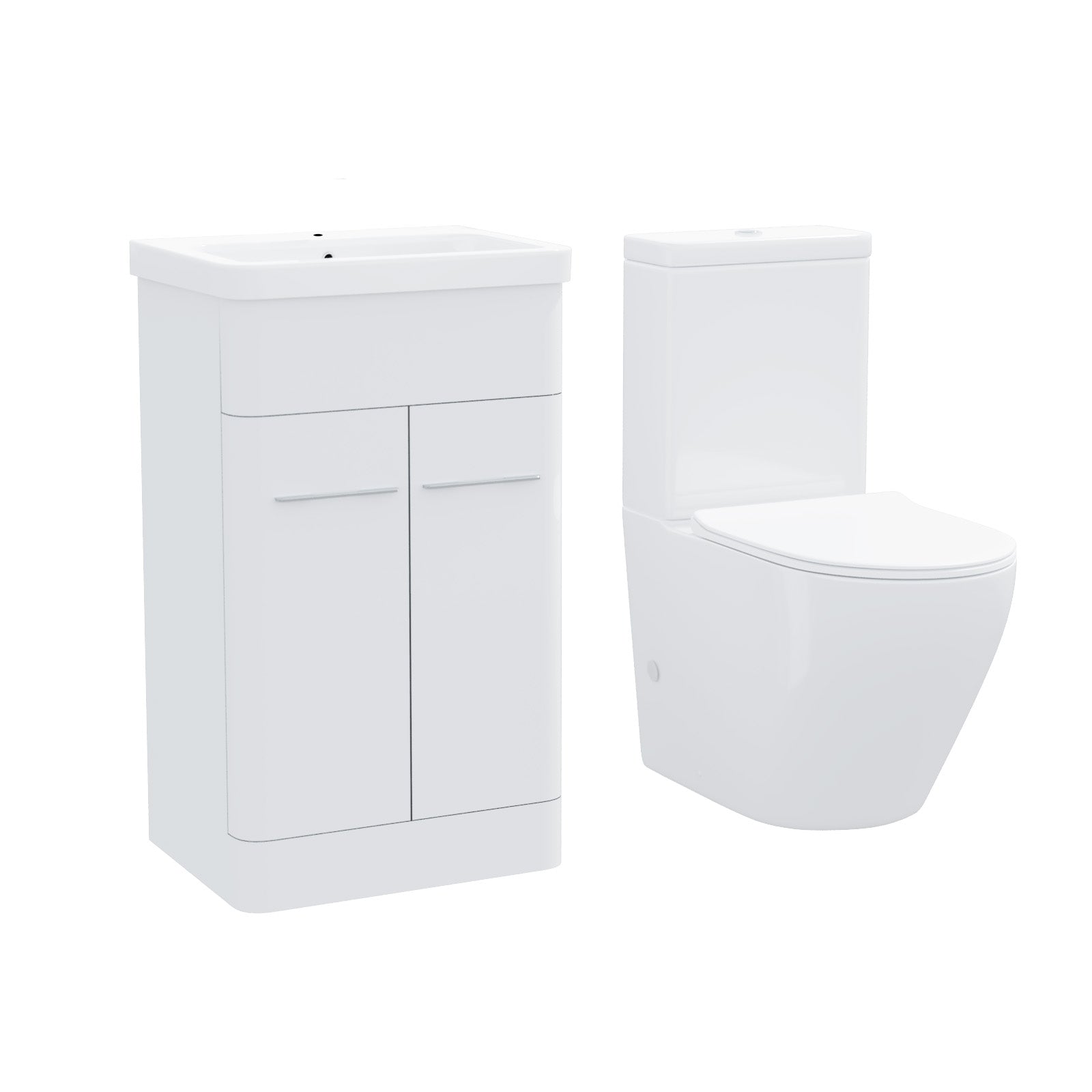 Lex 500mm Freestanding White Flat Packed Vanity Unit with Curved Closed Coupled Toilet