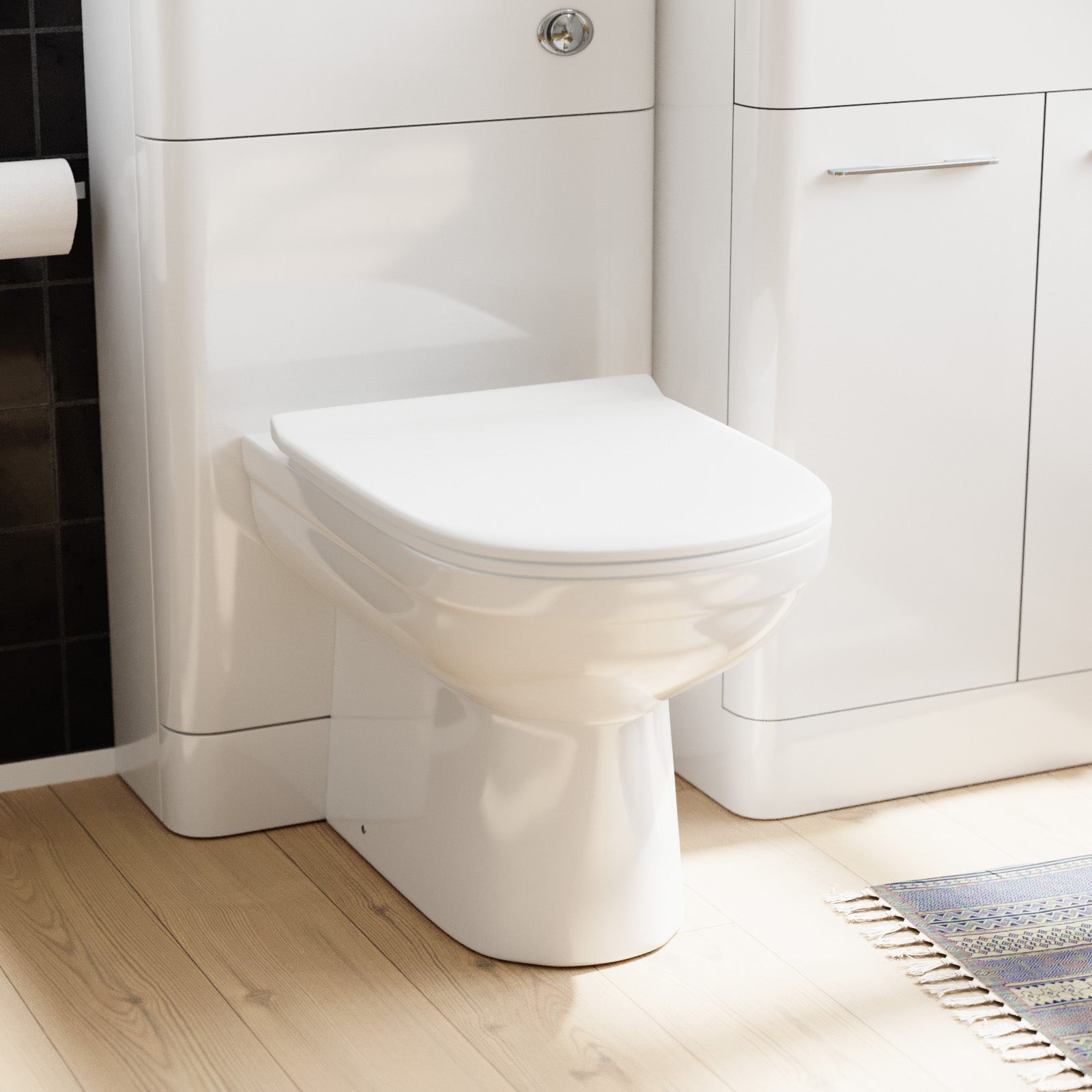Lex 500mm White Flat Packed Vanity Unit & 1000mm Wall Hung Cabinet & BTW Toilet