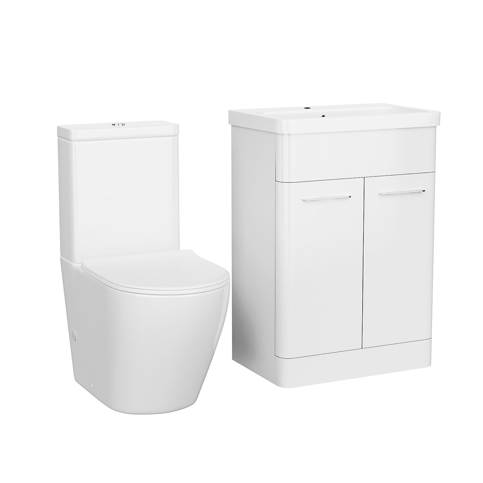 Lex 600mm Freestanding White Flat Pack Vanity Unit Belmont Close Coupled Toilet