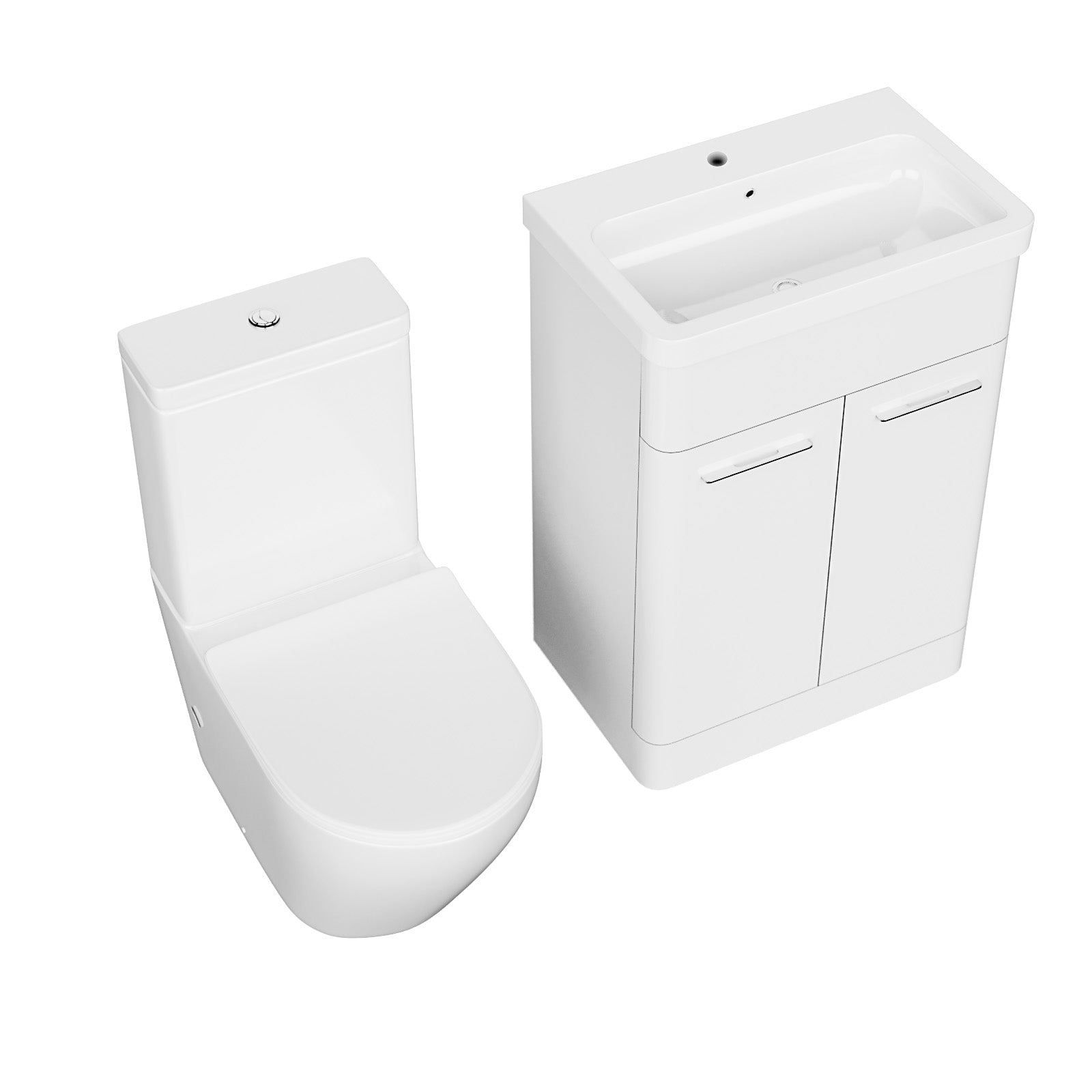 Lex 600mm Freestanding White Flat Pack Vanity Unit Belmont Close Coupled Toilet