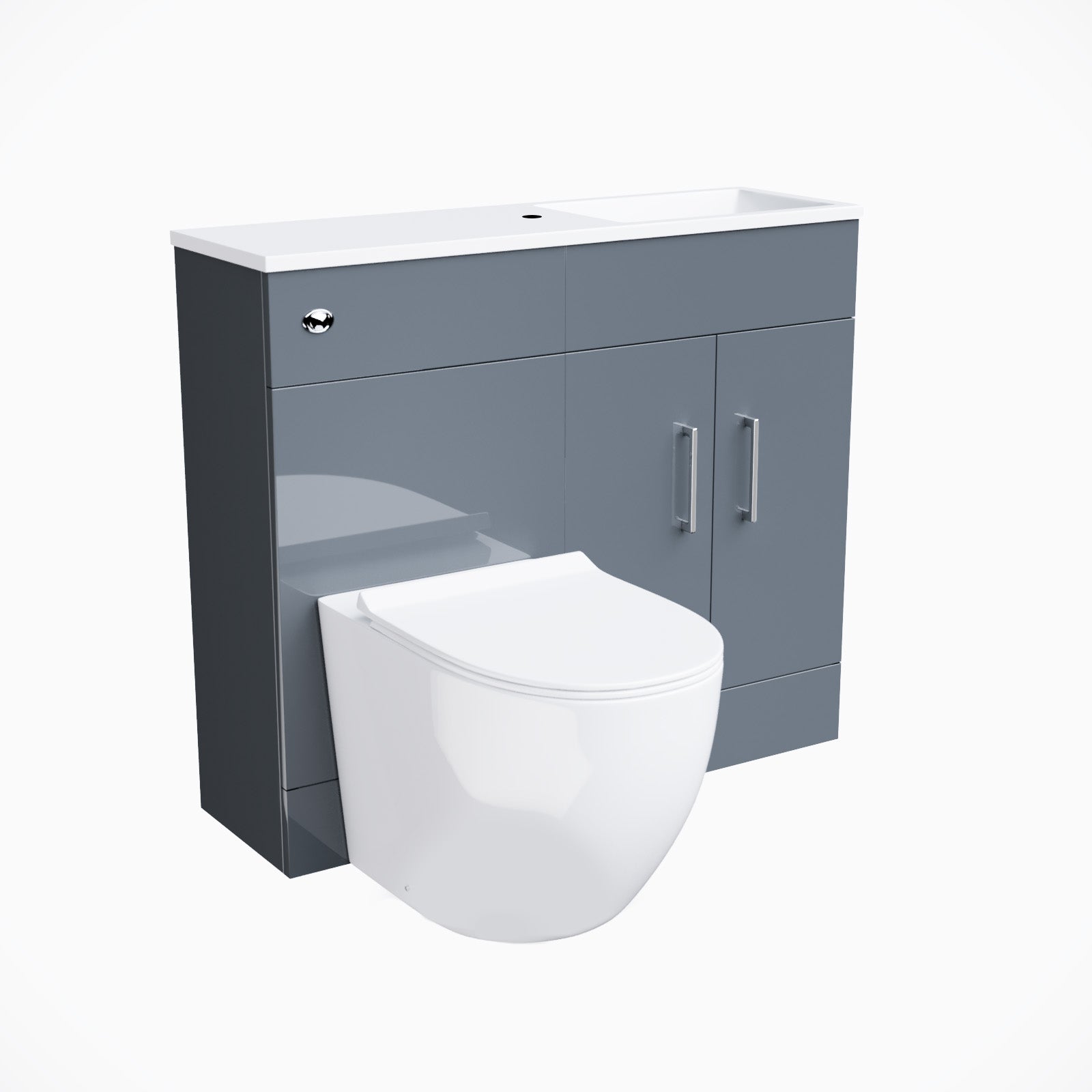 James 1000 Freestanding Grey Slimline Vanity Basin WC Unit BTW Toilet