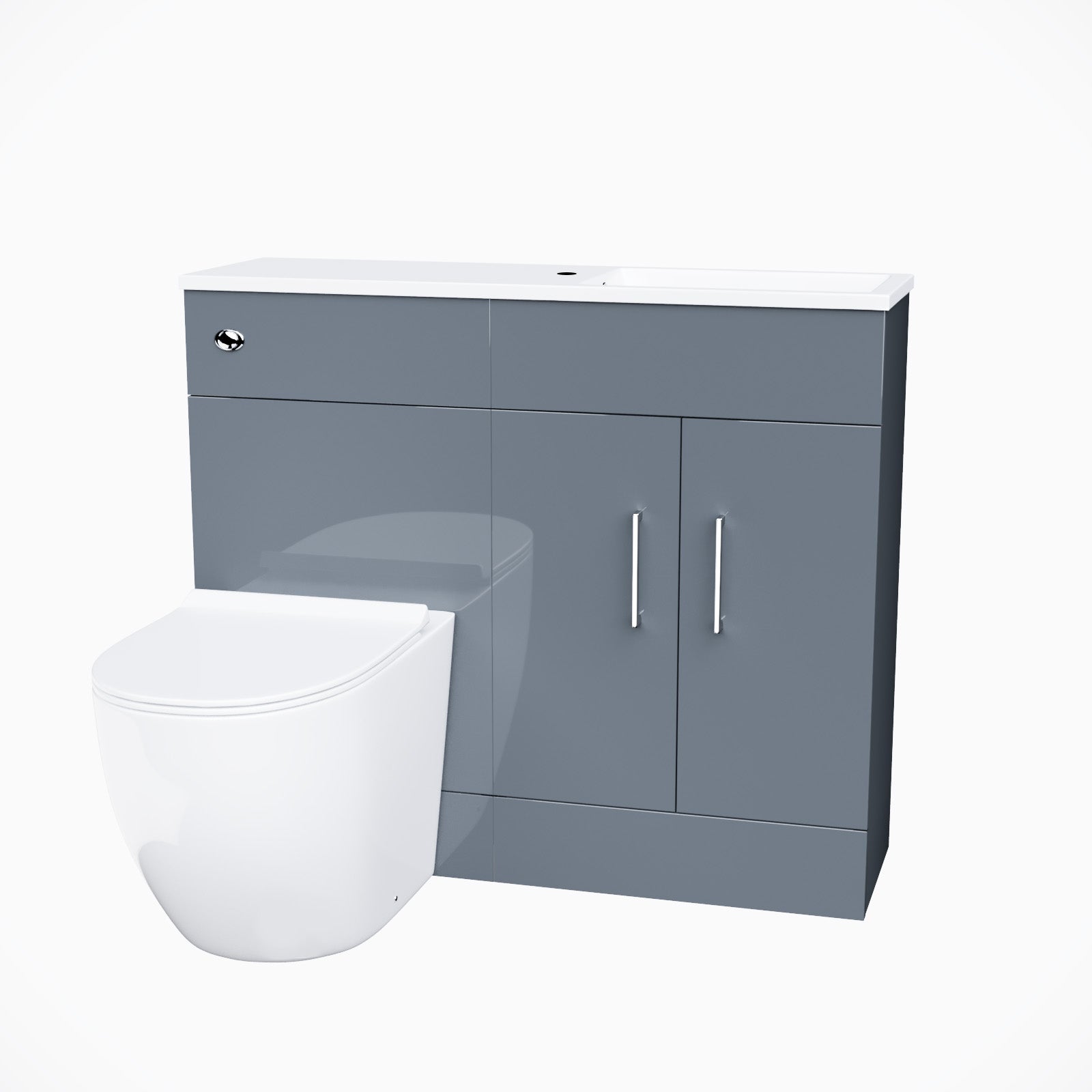 James 1000 Freestanding Grey Slimline Vanity Basin WC Unit BTW Toilet