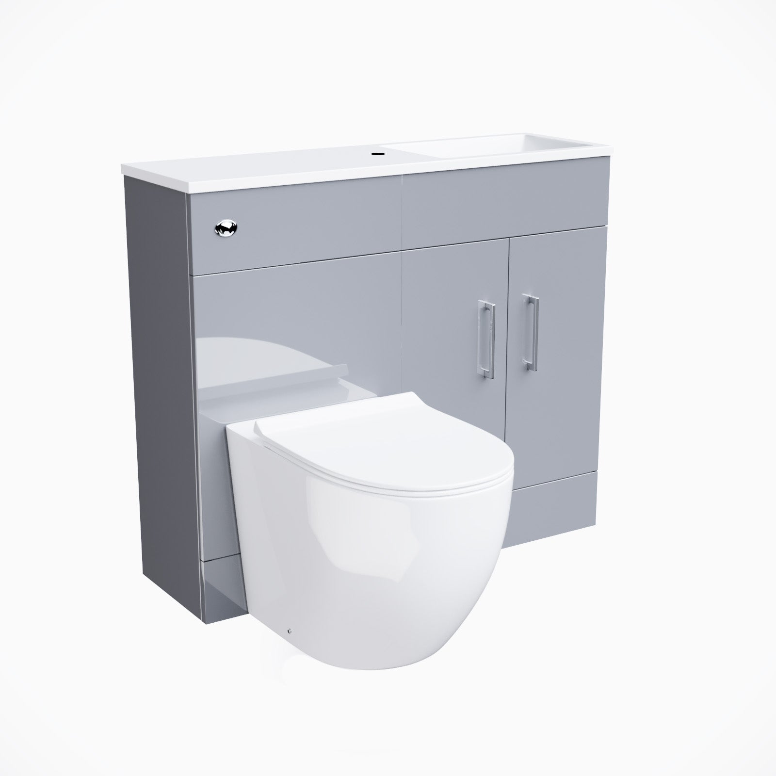 James 1000mm Grey Slimline Vanity Basin WC Unit BTW Toilet Flat Pack