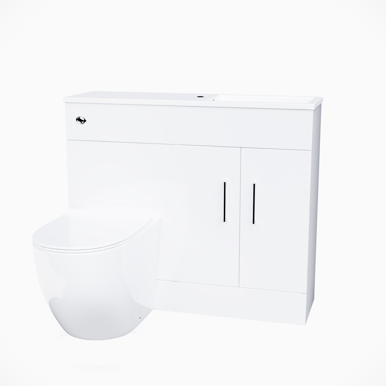 James 1000 Freestanding White Slimline Vanity Basin WC Unit BTW Toilet