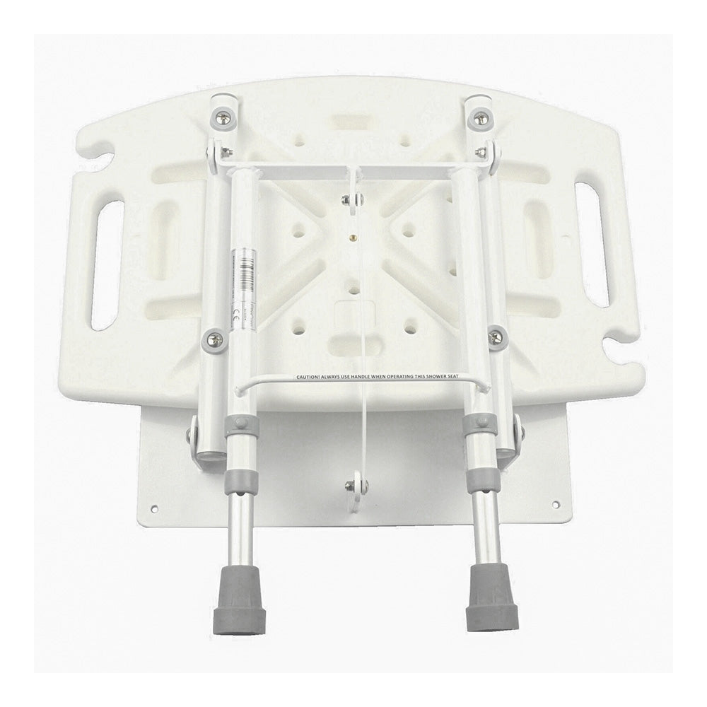 Wall Mounted Folding Down Shower Seat with Adjustable Legs & Gripping Handles