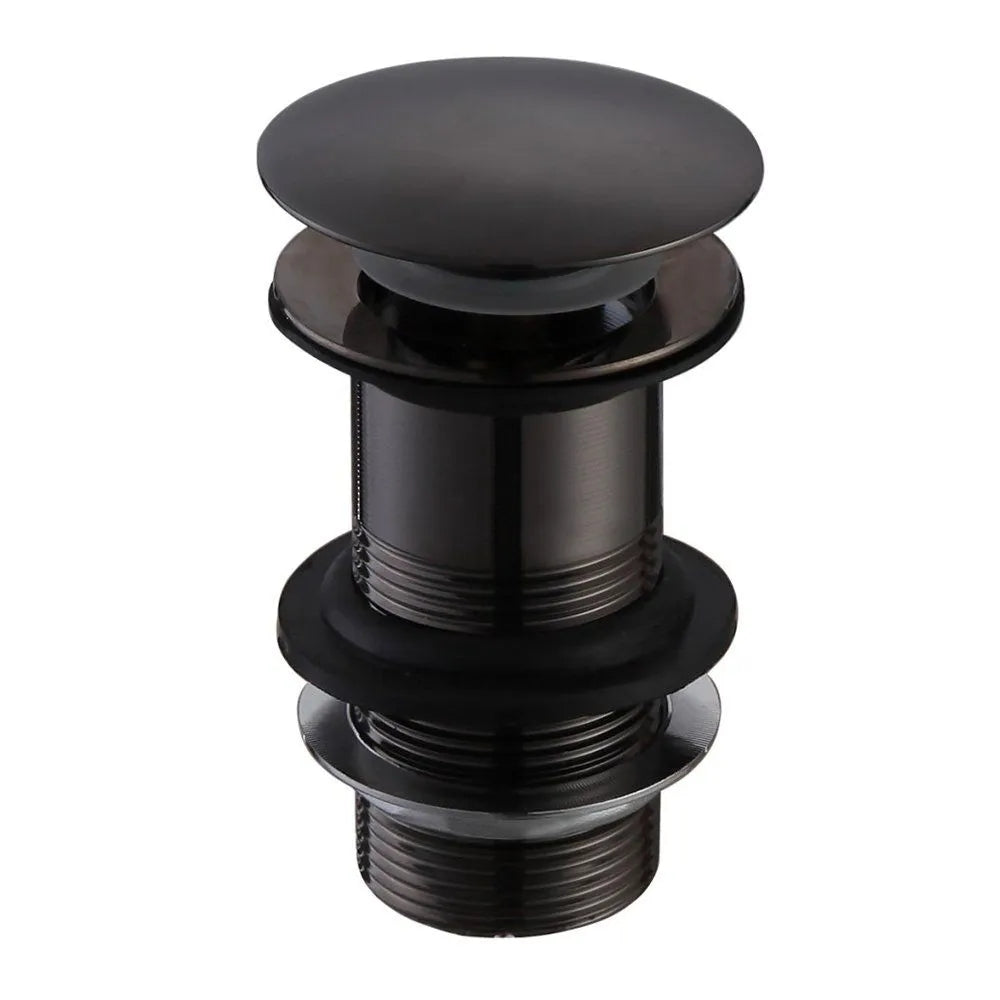 Black Matte Push Button Unslotted Basin Waste Sprung Brass