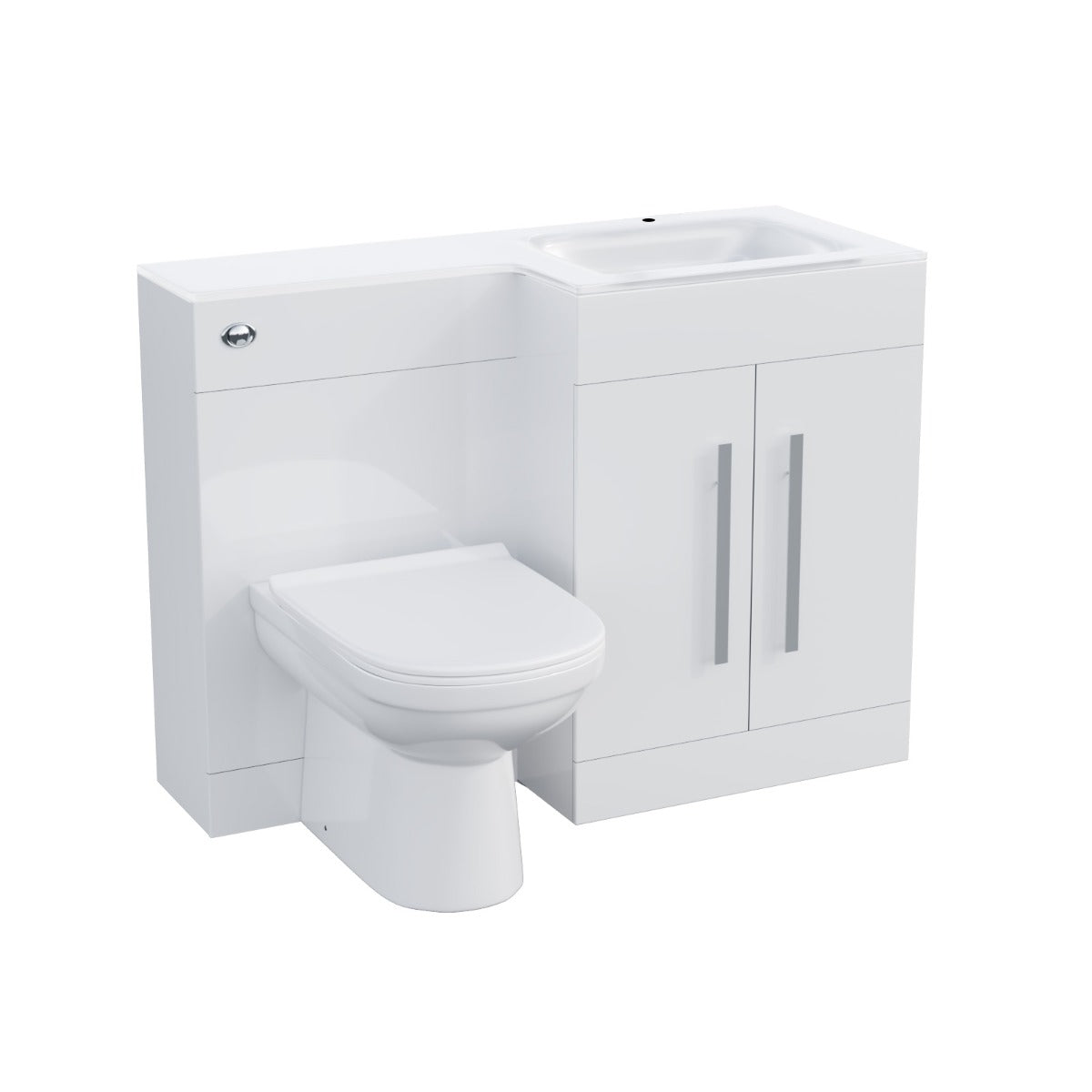 Aric RH 1100mm Vanity Basin Unit, WC Unit & Debra Back To Wall Toilet White