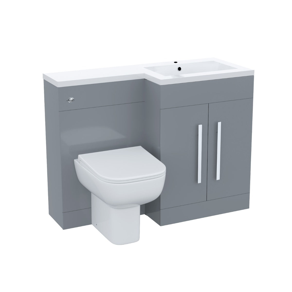 Aric RH 1100mm Flat Pack Vanity Basin Unit, WC Unit & Debra Back To Wall Toilet Grey