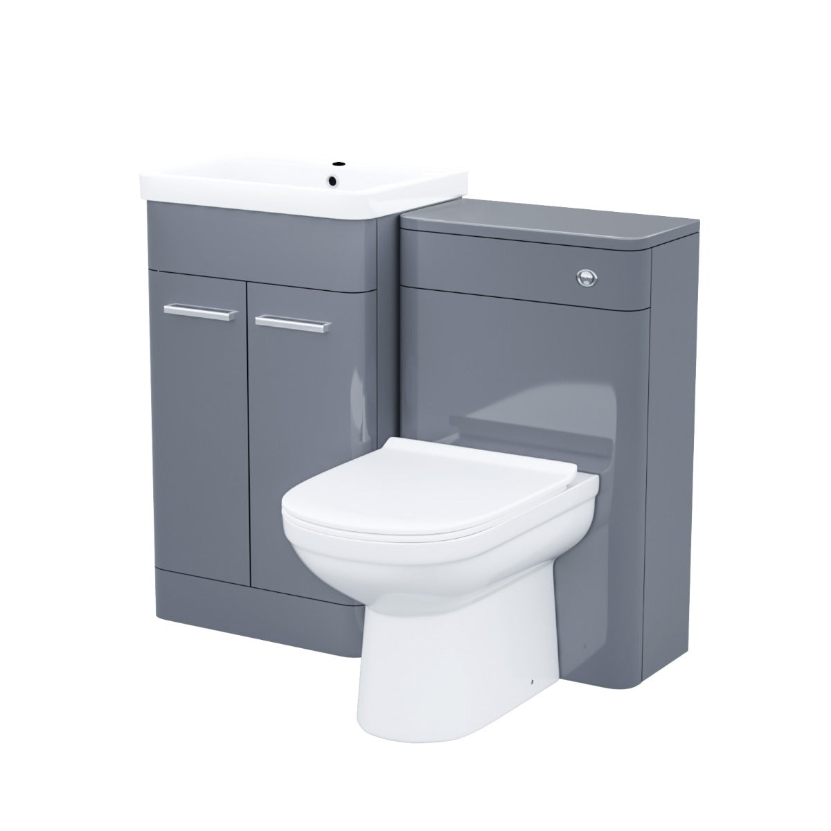 Afern 500mm Vanity Basin Unit, WC Unit & Elso Back to Wall Toilet Steel Grey