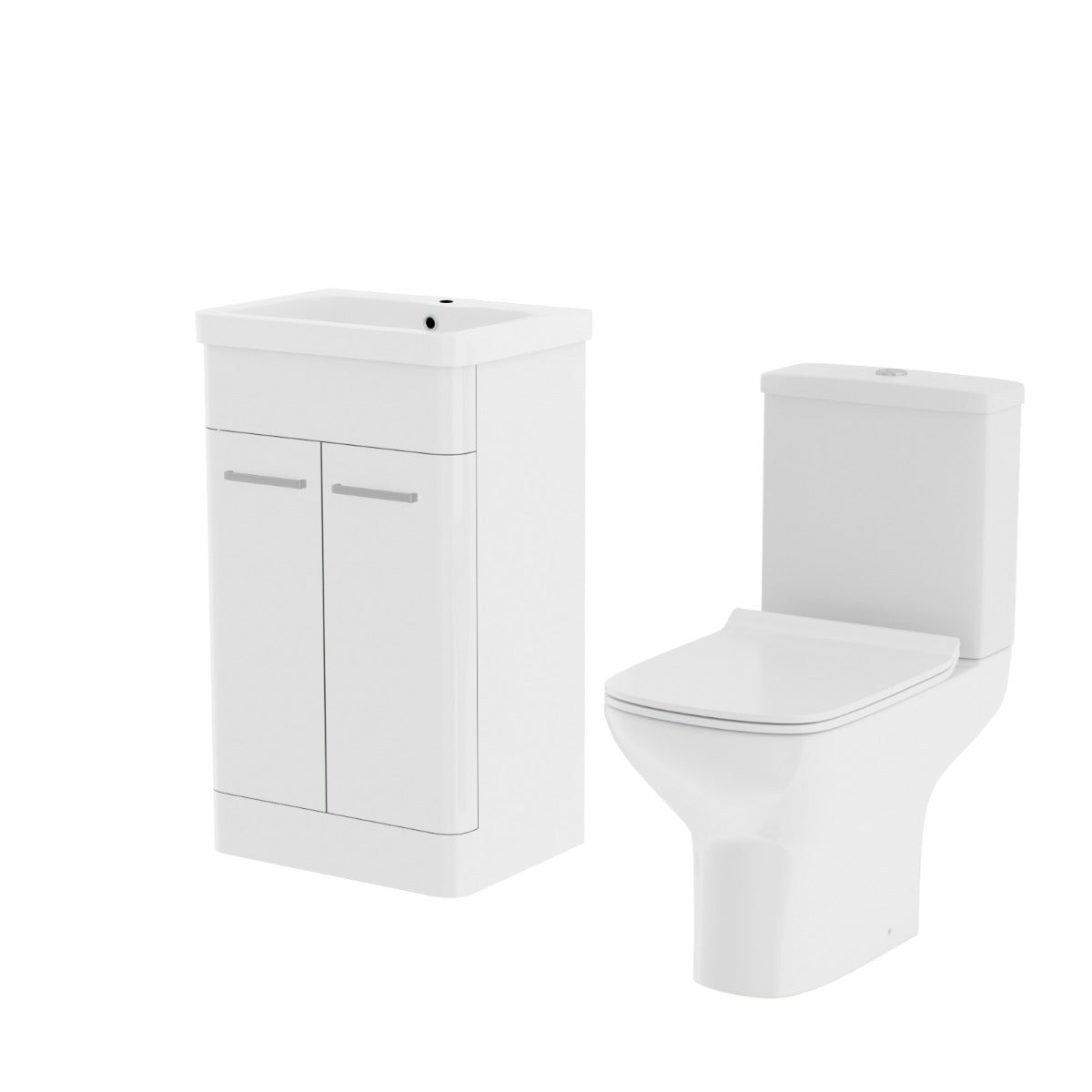 Afern 500mm Floorstanding Vanity Basin Unit & Rimless Close Coupled Toilet White