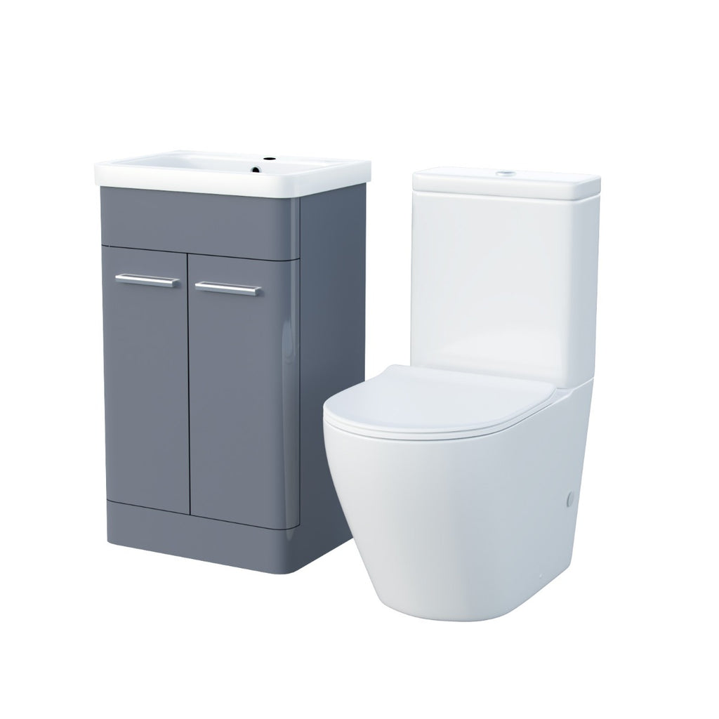 Afern 500mm Freestanding Vanity Unit and Close Coupled Rimless Toilet