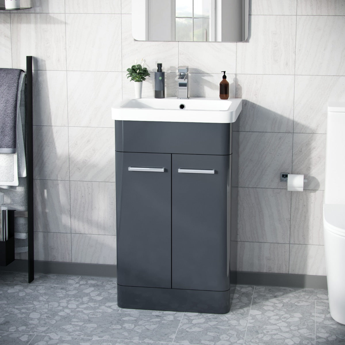 Afern 500mm Vanity Unit Cabinet and Wash Basin Anthracite