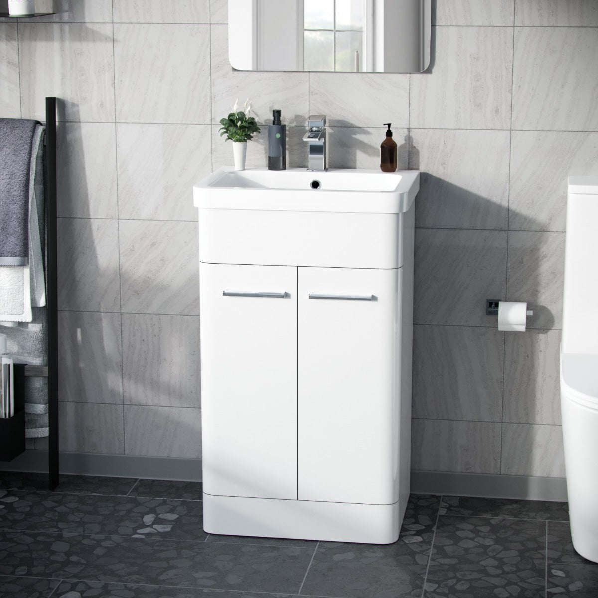 Afern 500mm Vanity Unit Cabinet and Wash Basin White