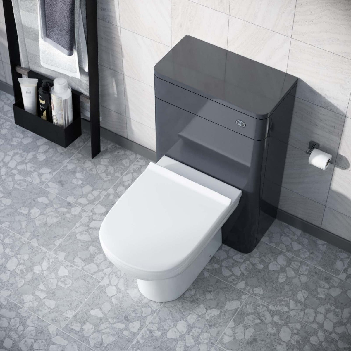 Afern Modern 500mm Back To Wall WC Toilet Unit Gloss Grey