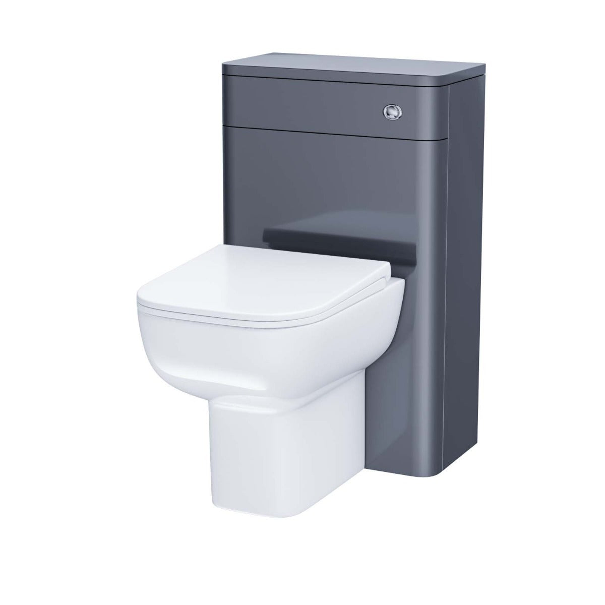 Afern Modern 500mm Back To Wall WC Toilet Unit Gloss Anthracite Space Saving