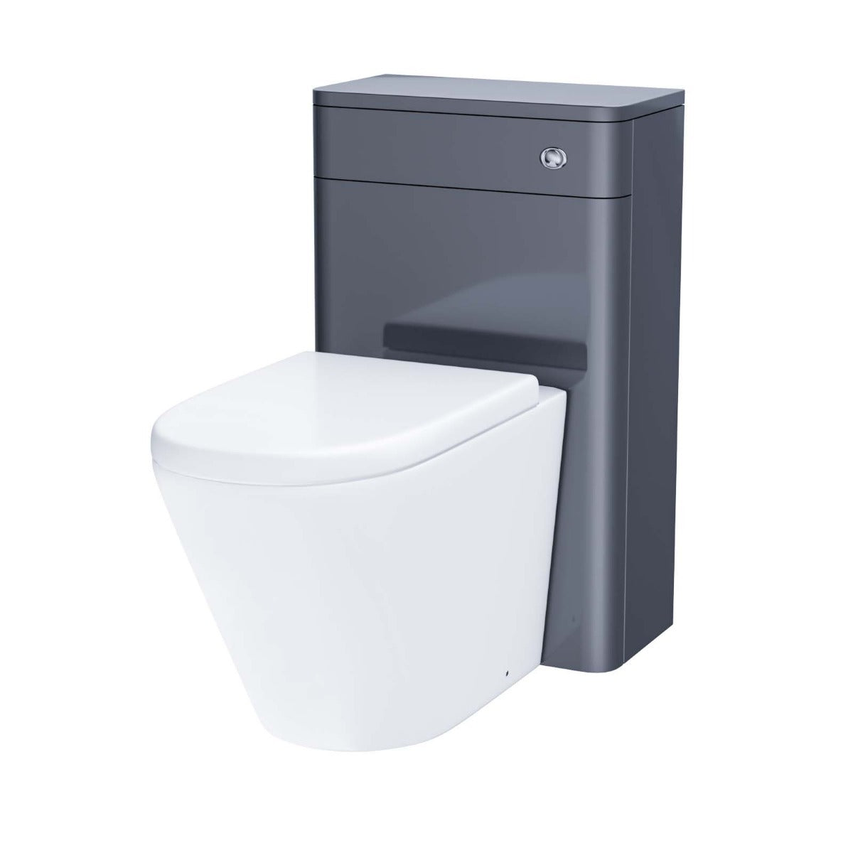 Afern Modern 500mm Grey  Back To Wall WC Unit & Rimless Toilet Pan Space Saving