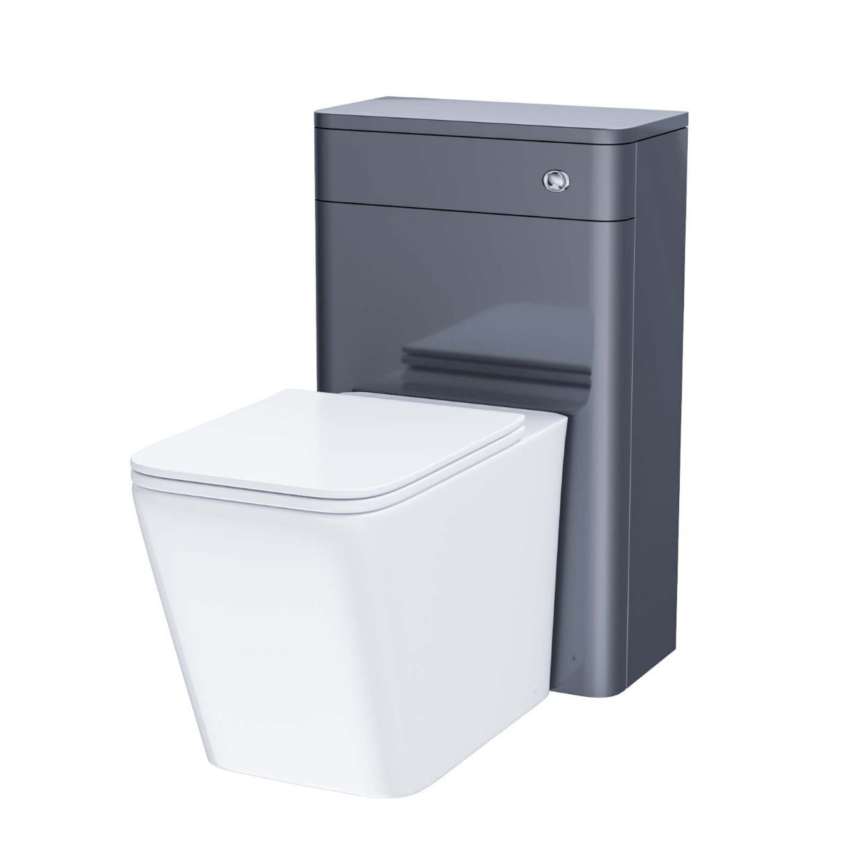 Afern Modern Grey 500mm Back To Wall WC Toilet Unit Rimless Space Saving