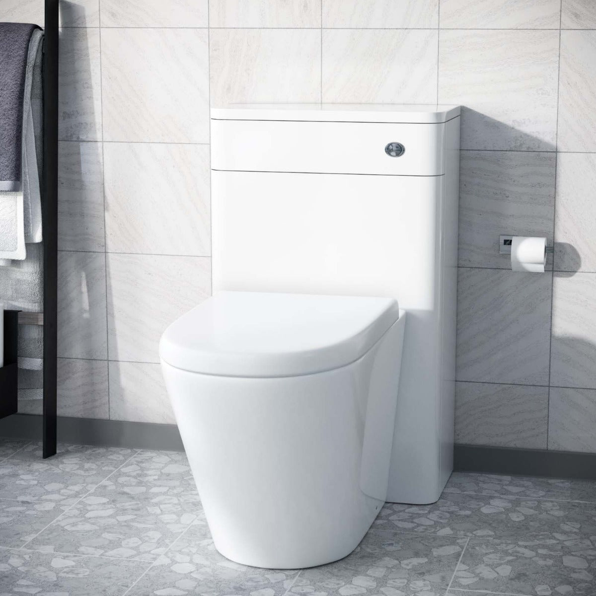 Afern 500mm Back To Wall WC Rimless Toilet Pan Unit Space Saving Afern