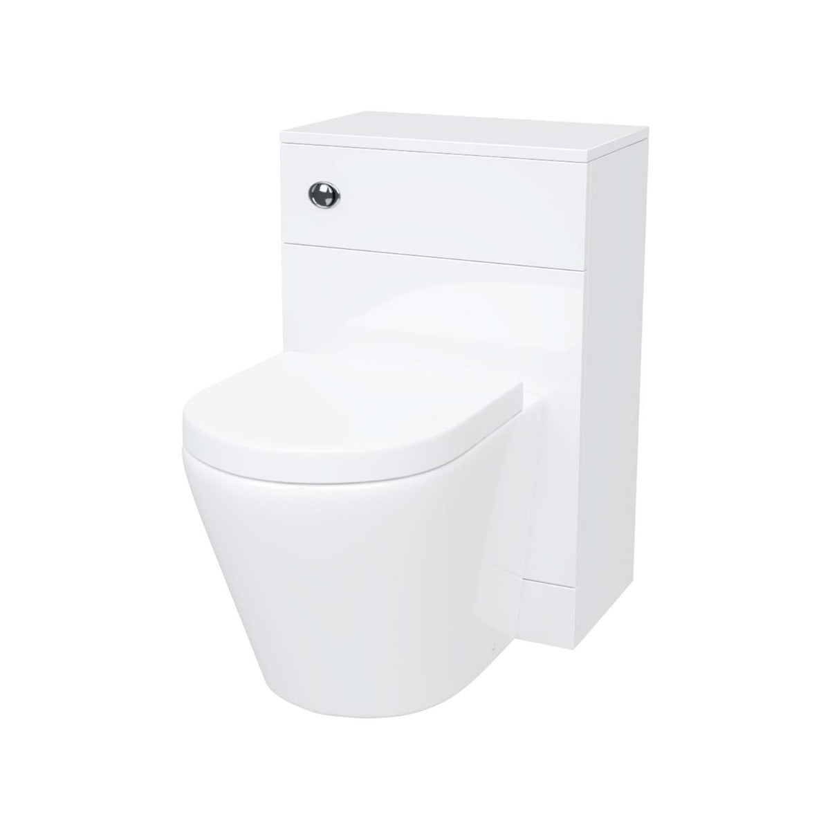 Modern Cloakroom BTW WC Unit, Curved Rimless Toilet and Soft Close Seat