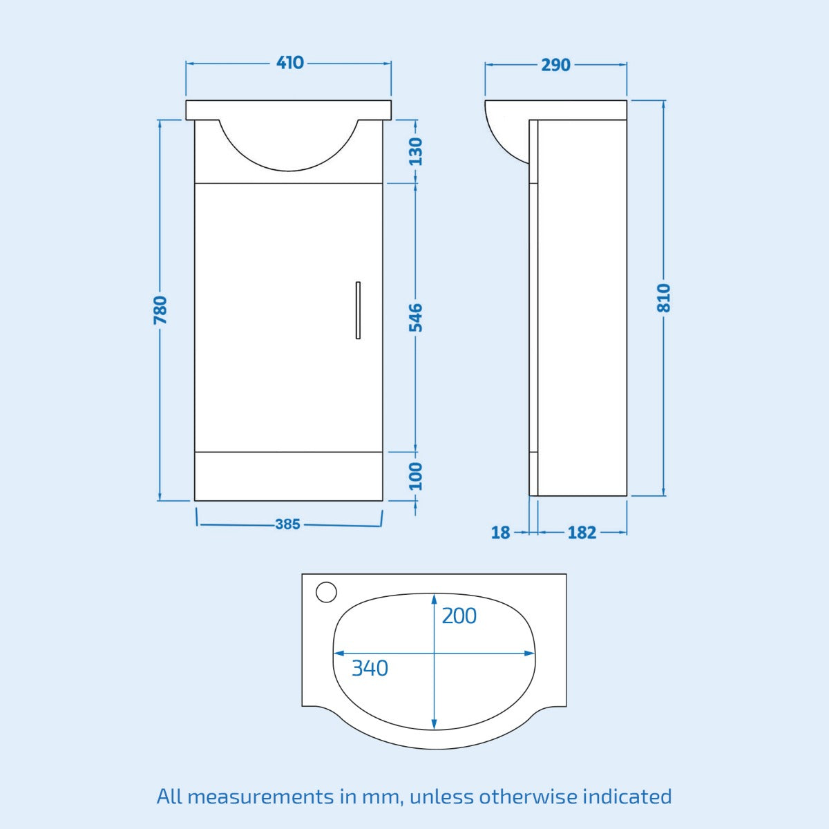 Ellen 410mm Cabinet White With Basin