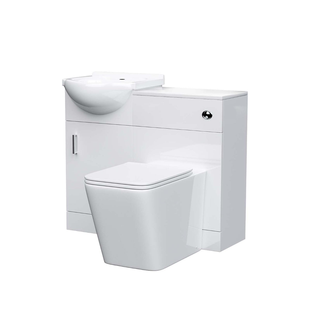 Ellen 450mm Flat Pack Vanity Basin Unit, WC Unit & Elora Back To Wall Toilet White