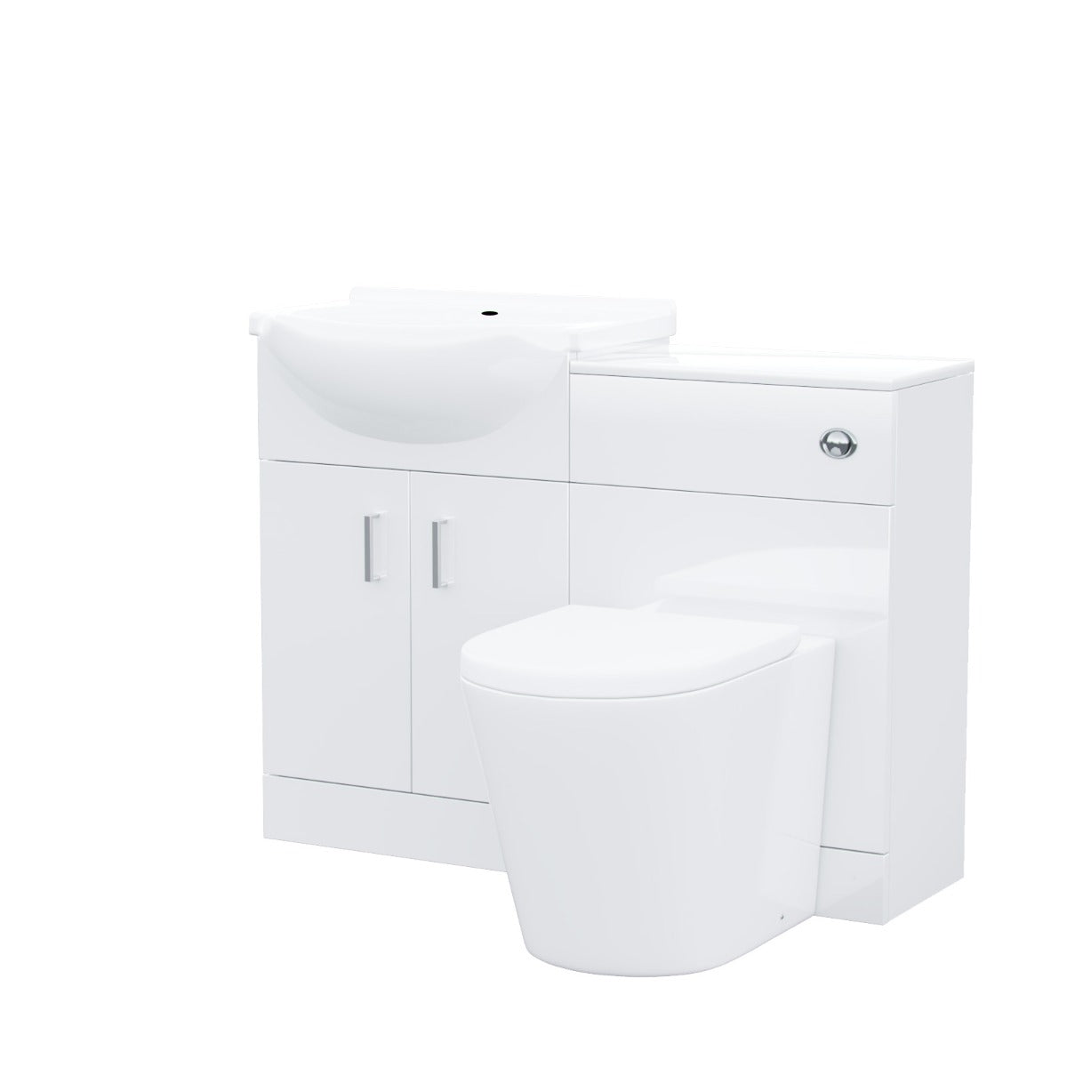 Ellen 550mm Flat Pack Vanity Basin Unit, WC Unit & Round Back To Wall Toilet White