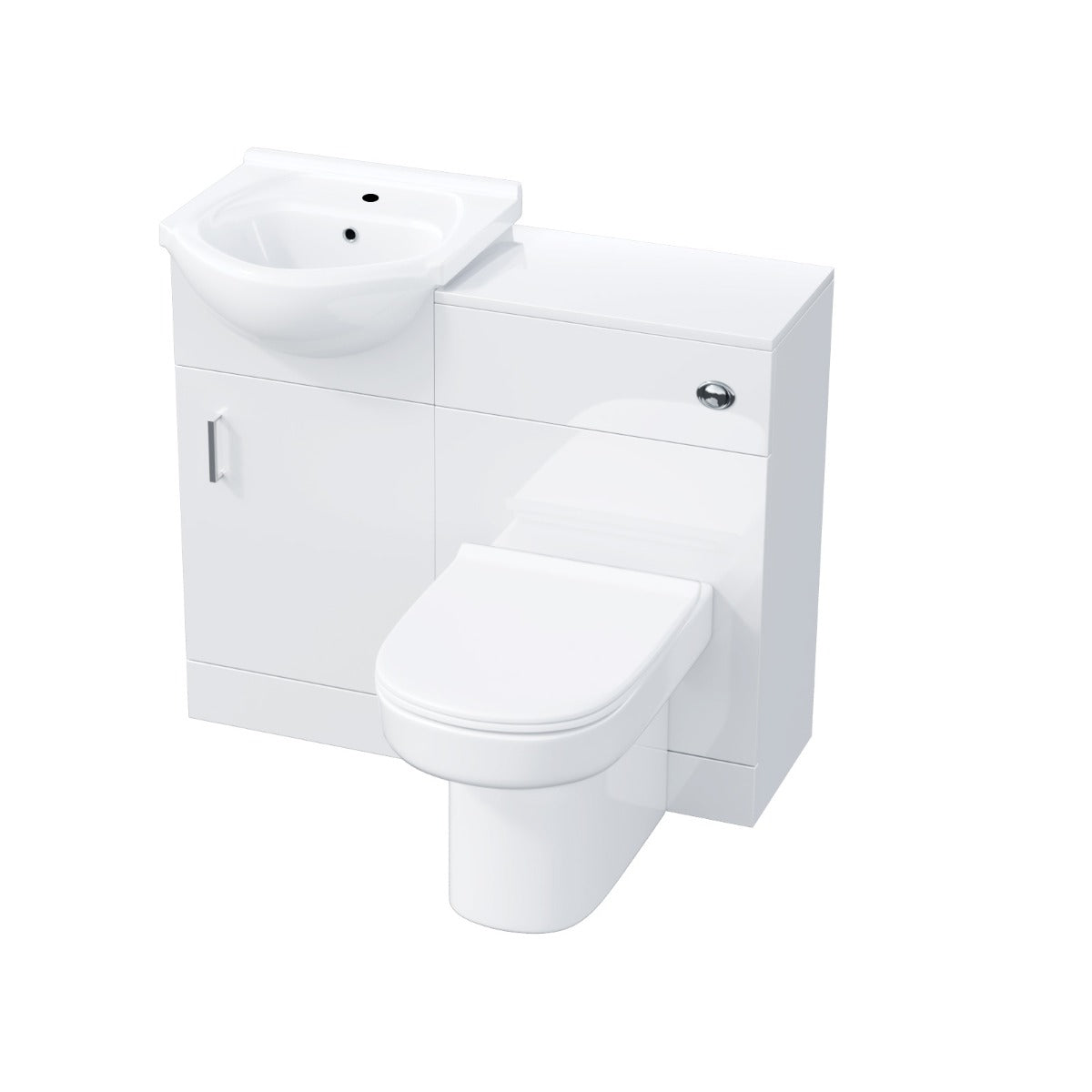 Ellen 450mm Vanity Basin Unit FP, WC Unit & Chem Back To Wall Toilet White
