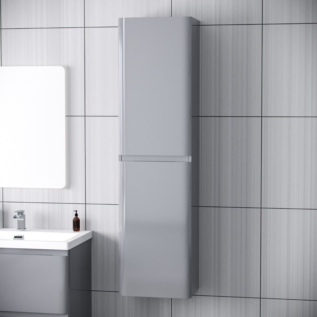 Alaska 800mm Floorstanding Vanity Basin Unit & Modern Tall Wall Hung Cabinet Grey