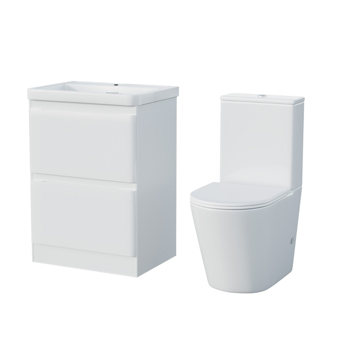 Alaska 600mm Floorstanding Vanity Basin Unit & Bella Curved Close Coupled Toilet White