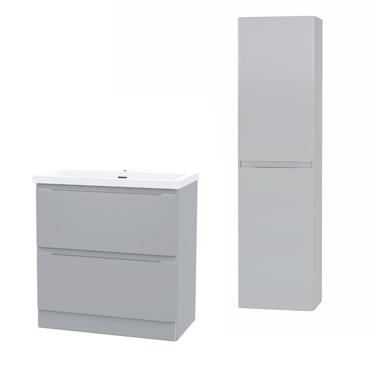 Alaska 800mm Floorstanding Vanity Basin Unit & Modern Tall Wall Hung Cabinet Grey