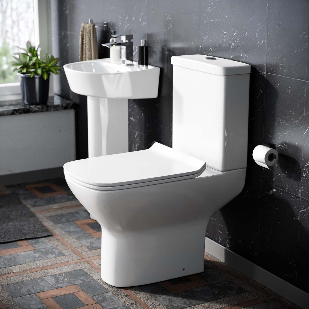 Rimless Toilet with 570 mm Full Pedestal Basin