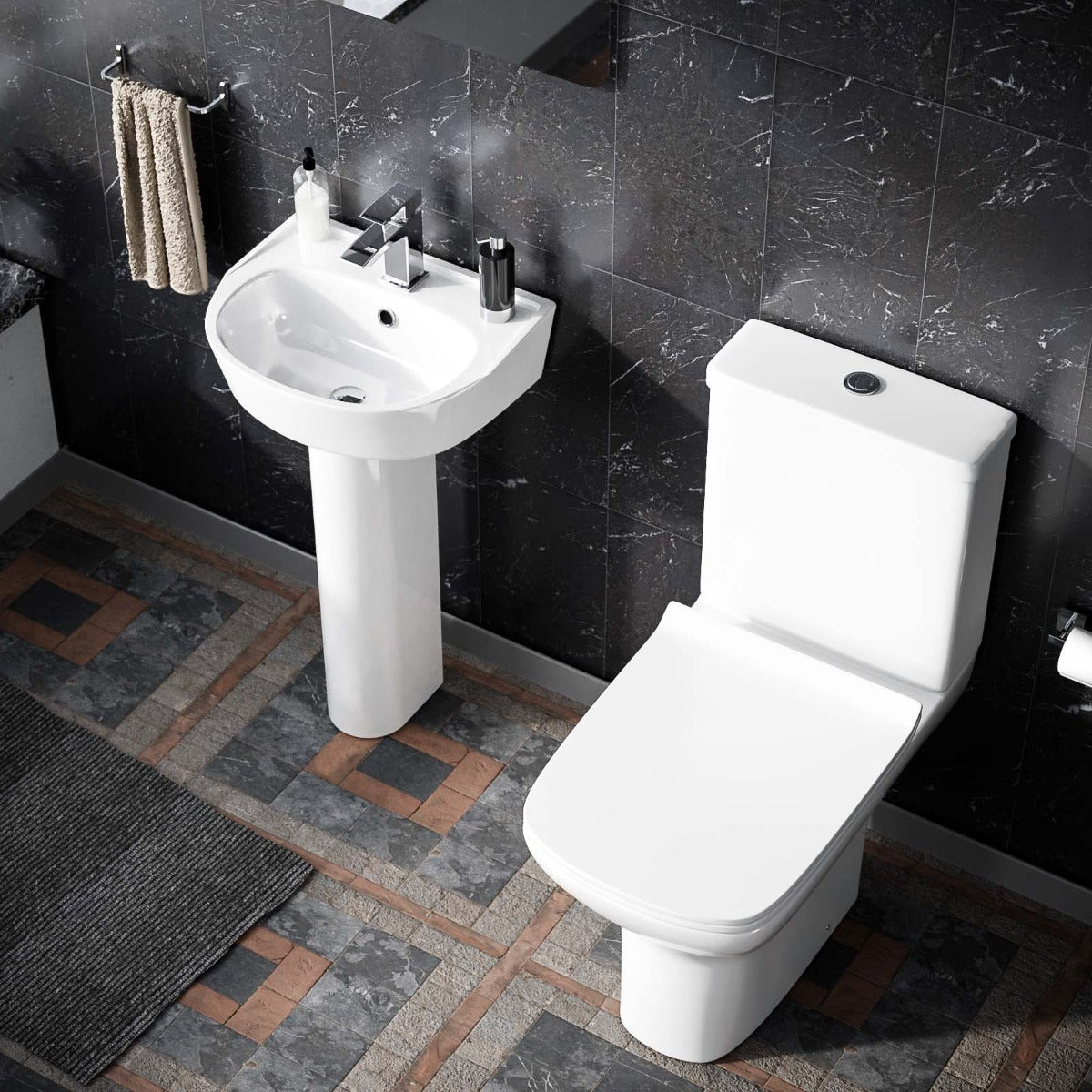 Rimless Toilet with 570 mm Full Pedestal Basin