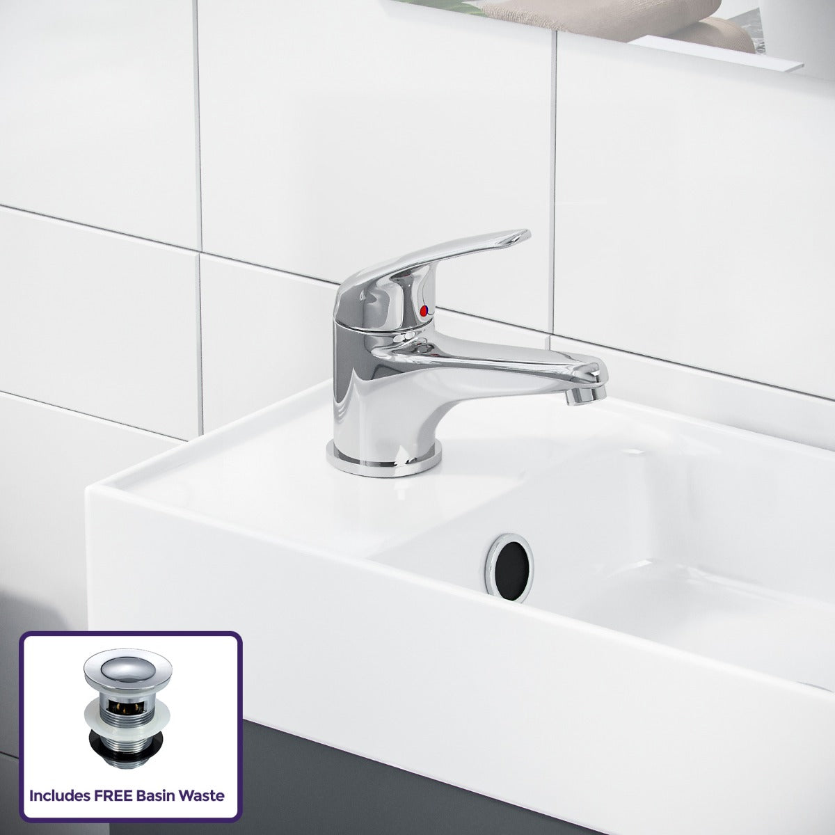 Nanuya 400mm Cloakroom Vanity Basin Unit, Mono Mixer Tap & Waste Dark Grey