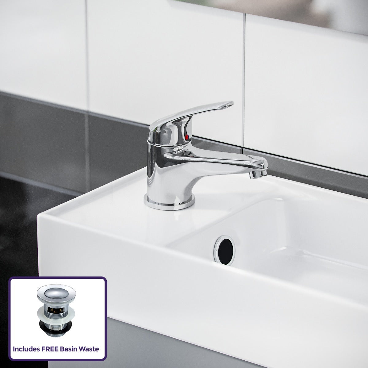 Nanuya 400mm Cloakroom Vanity Basin Unit, Mono Mixer Tap & Waste Grey