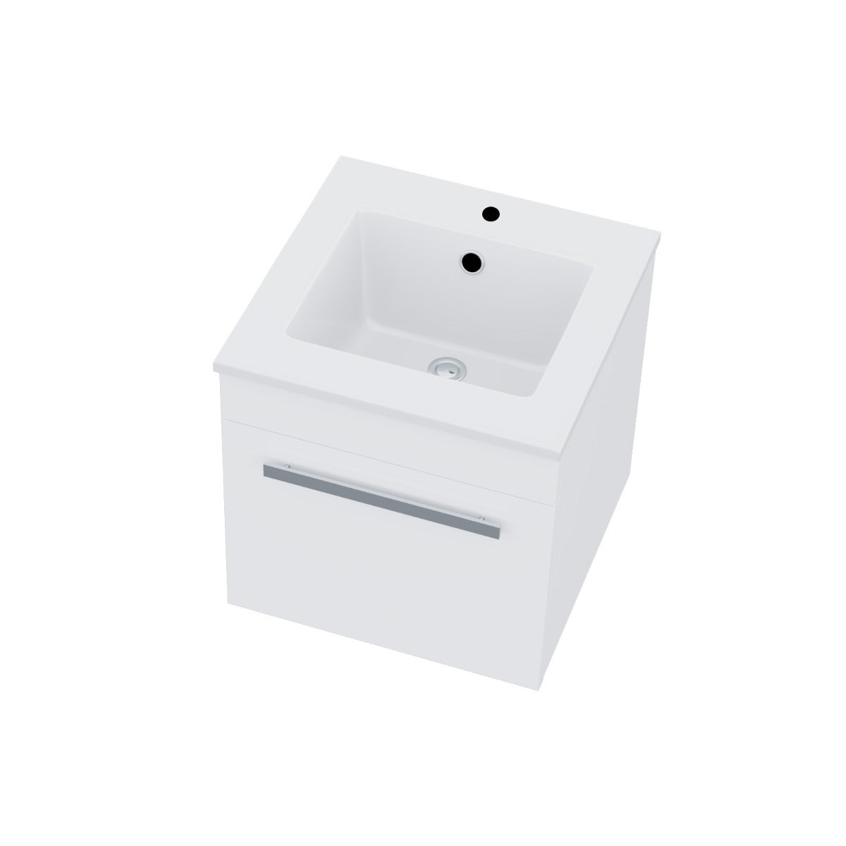 Nanuya Wall Hung Gloss White 1 Drawer Vanity Unit Cabinet with Ceramic Sink Basin