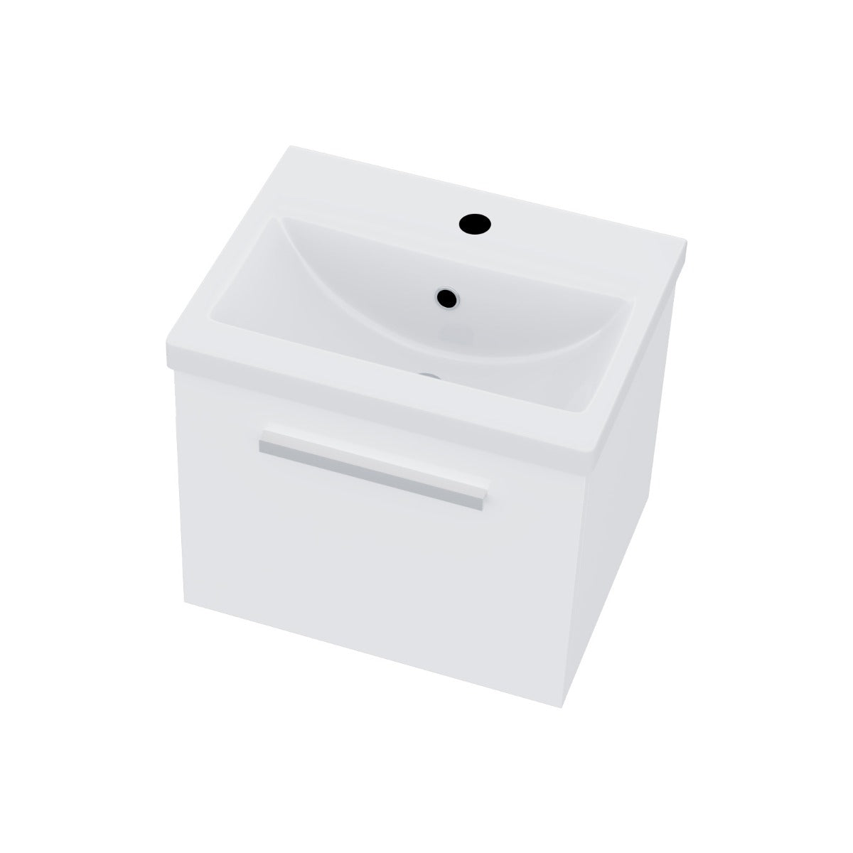 Nanuya Wall Hung 500mm 1 Drawer Vanity Cabinet and Basin Gloss White