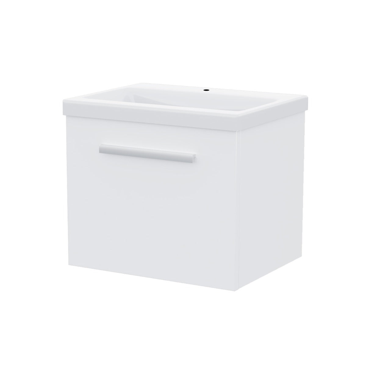 Nanuya Wall Hung 500mm 1 Drawer Vanity Cabinet and Basin Gloss White