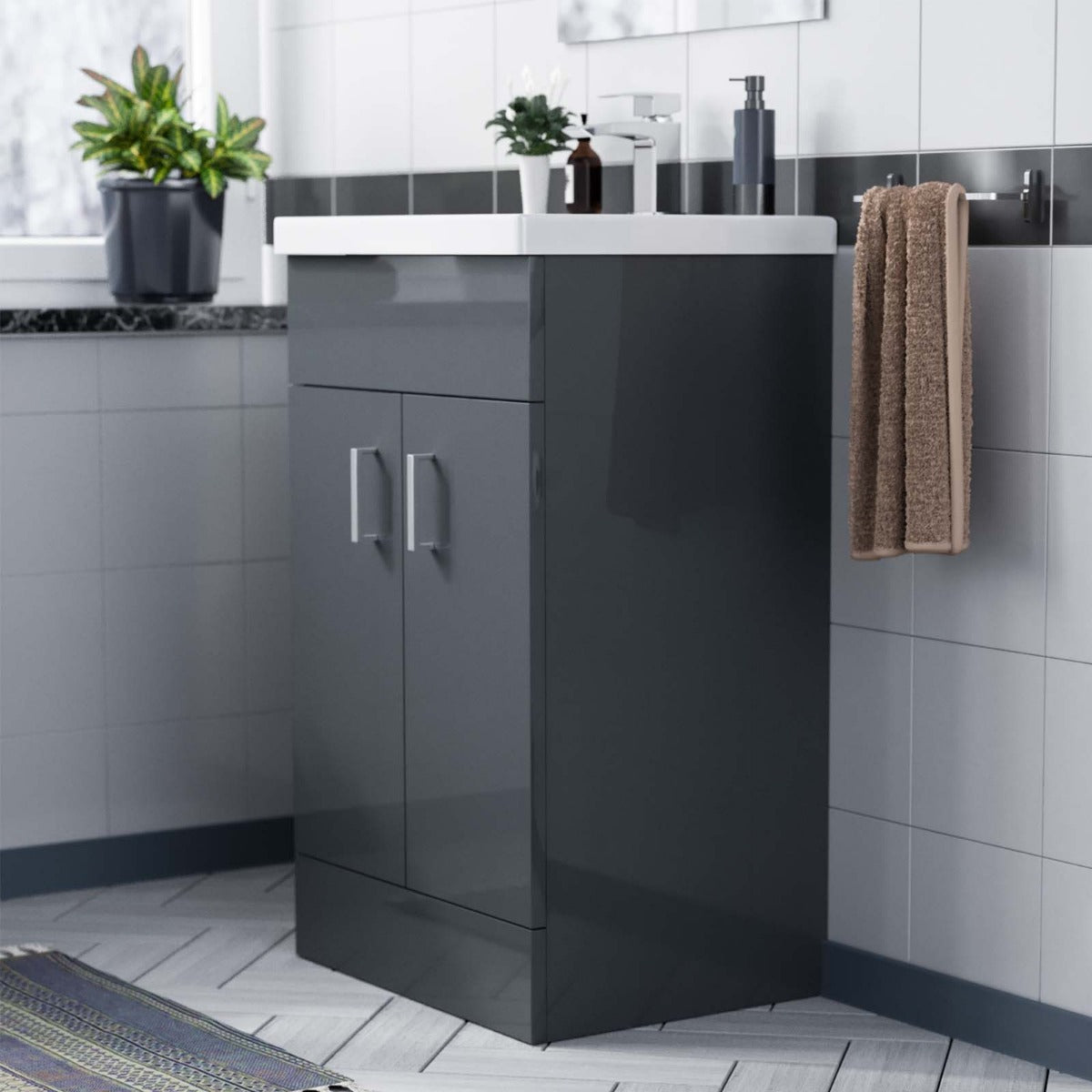 Nanuya 500mm Medium Basin Vanity Unit Floor Standing Grey